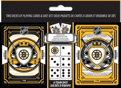MasterPieces Officially Licensed NHL Boston Bruins 2-Pack Playing cards & Dice set for Adults