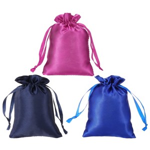Unique Bargains Smooth Soft Wedding Christmas Satin Bags with Drawstring 3 Pcs - 1 of 4