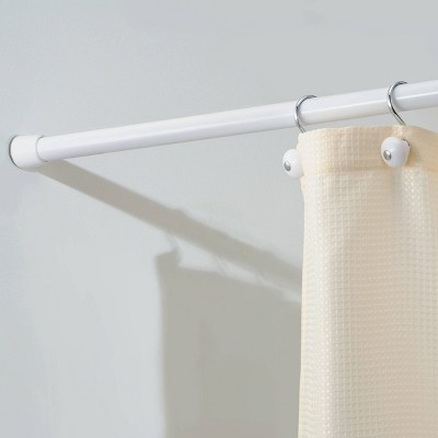 White Stainless Steel Adjustable Tension Shower Curtain Rod