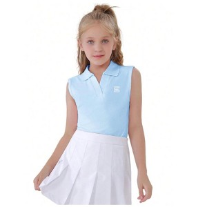 Mocamel Girls' Quick Dry Golf Clothes V-Neck polo shirt, tennis shirt, UPF 50 + Sleeveless Sports Vest for Tennis Golf - 1 of 4