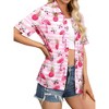 Nlife Womens Button Down Hawaiian Shirts Short Sleeve Floral Print Summer V Neck T-Shirt Casual Summer Beach Blouses Tops - 4 of 4
