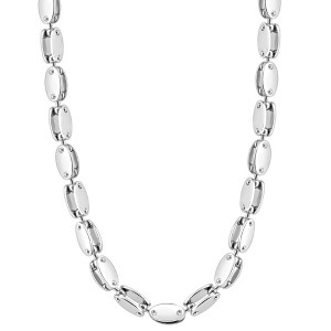 Pompeii3 Men's Polished Steel Clasp Single Tone 8mm Flexible Link  24" Chain - 1 of 3