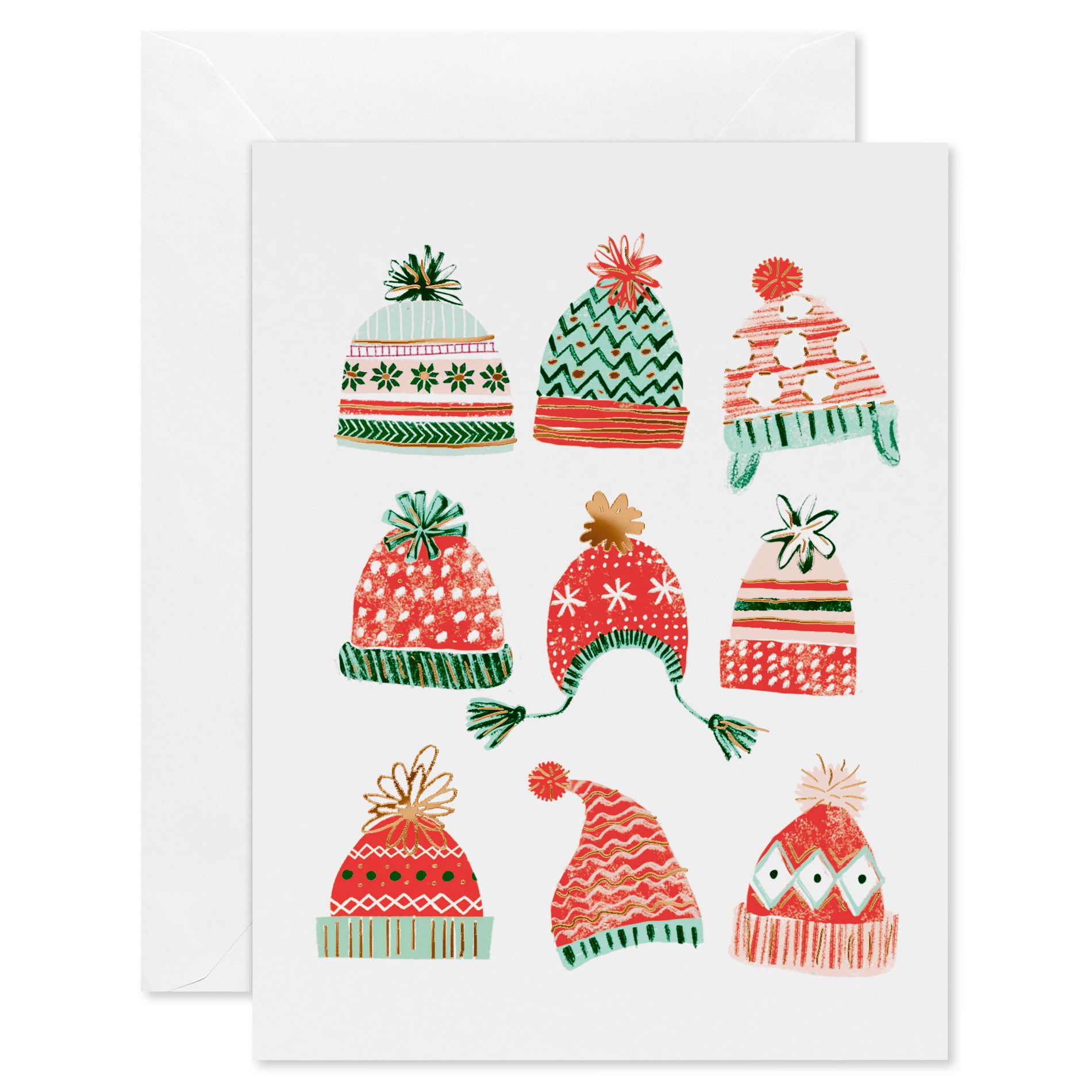 10ct Blank Christmas Cards Boxed with Envelopes Winter Hats