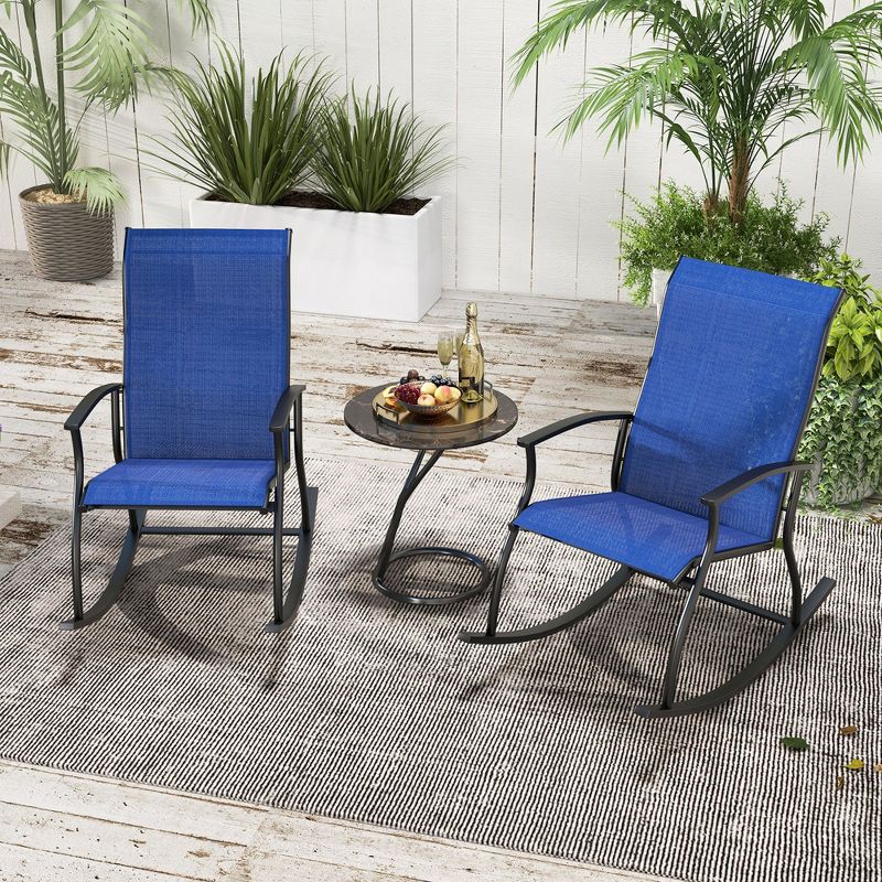 Tangkula Set of 2 Outdoor Rocking Chair Patio Rocker w/ Breathable Fabric, 2 of 10