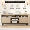 Fluted TV Stand for 75 inch TV, Natural Entertainment Center with 2 Sliding Fluted Doors and Metal Support Leg - 4 of 4
