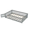 Bellemave Full Size Floor Bed with Door & Fence, Montessori Solid Wood Bed Frame with Slats & Safety Guardrails for Kids - 2 of 4