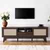 MAYEERTY Walnut 70"Rattan&Wood TV Stand, Boho Media Console with Drawer & 2 Cabinets for Living Room - 3 of 4