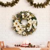 Christmas Wreath, 24 Inch Pre-Assembled Wreath with Ball Decorative Bow, 20 Lights, for Front Door Home Holiday Decoration - 2 of 4