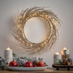 Nicbex Christmas Decorations Home Decor Christmas Wreath 24" Paper Wreath with LED Lights Pre-Decorated Holiday Ornaments - 1 of 4