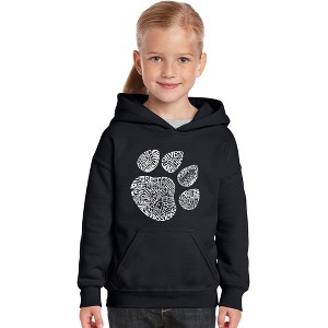 LA Pop Art Girl's Word Art Hooded Sweatshirt - Cat Paw - 1 of 4
