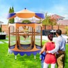 Costway 64'' Kids Trampoline w/ Detachable Canopy Safety Enclosure Net Foam Handle Pink/Orange - 3 of 4