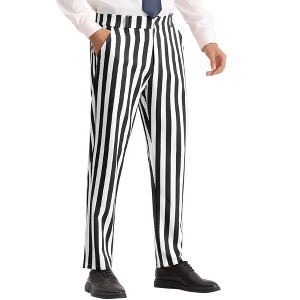 INSPIRE CHIC Men's Business Straight Leg Contrasting Colors Striped Trousers - 1 of 4