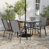 Merrick Lane 5 Piece Outdoor Dining Table Set for 4 with Glass-Top Patio Table and 4 Stack Chairs with Flex Comfort Material - 2 of 4