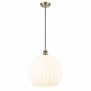 White Venetian - 1 Light Cord Hung Pendant In Modern Style-16.63 Inches Tall and 13.75 Inches Wide - 1 of 1