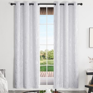 Deconovo Blackout Silver Tree Twigs Curtains 42 Width(2 Panel) - 1 of 4