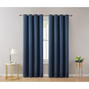 HLC.ME Laurance Complete Blackout Thermal Insulated Grommet Top Panels Window Curtains Drapes for Bedroom, Set of 2 - 1 of 4