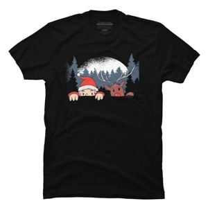 Men's Design By Humans Christmas Santa And Rudolph Peaking By rasok T-Shirt - 1 of 4