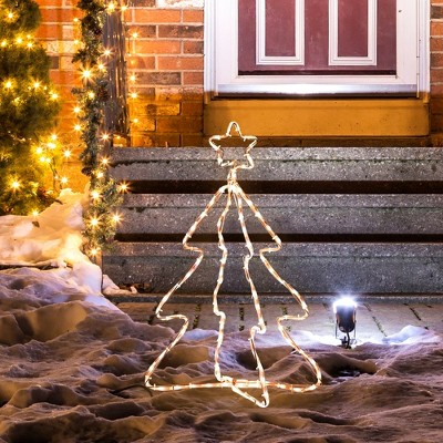 Whisen Outdoor LED Christmas Tree Rope Lights, Christmas Decoration with Ground Stakes - White