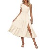 Clearlove Womens Dress One Shoulder Smocked Tiered Split Hem Sleeveless Midi Dress - 2 of 4
