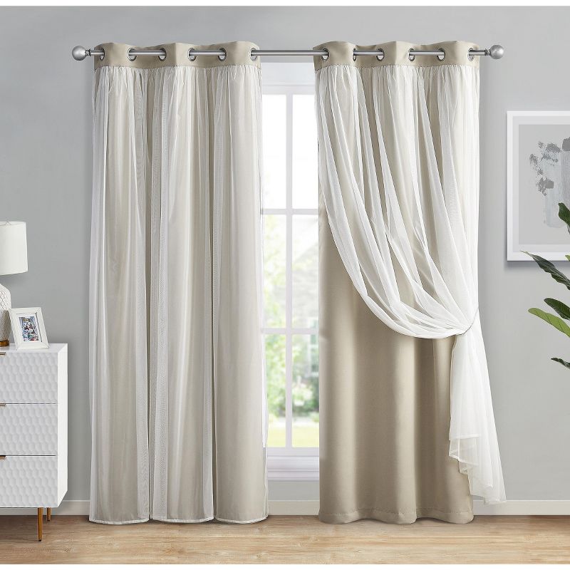 Kate Aurora Basic Elegance 2 Pack Double Layered Hotel Chic Sheer Light Defusing Curtains, 1 of 2