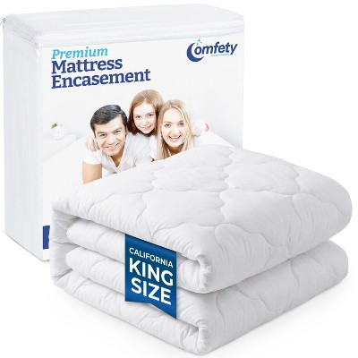 Waterproof Mattress Pad, Soft Bamboo Viscose Fitted Mattress Cover, Breathable Cooling Cover with Deep Pocket Fits Up to 16", Machine Washable