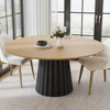 PexFix 60" Solid Wood Round Dining Table Kitchen Table for 6-8 with Tabletop and Fluted Tapered Base for Living/Dining Room Coffee Office Natural - 3 of 4