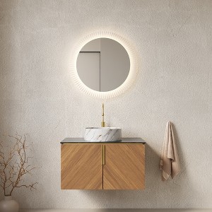 GDFStudio Warren Modern Wall-Mounted 30" Wood Storage Bathroom Vanity with Round Ceramic Basin - 1 of 4