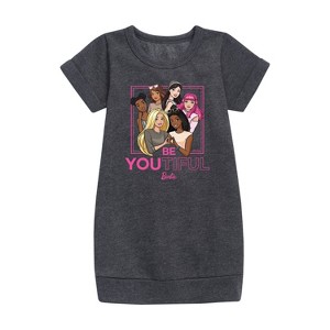 Girls' - Barbie - BeYOUtiful Graphic Short Sleeve Fleece Dress - 1 of 2