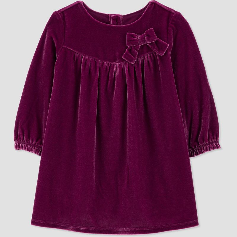Carter&#39;s Just One You&#174; Baby Girls&#39; Long Sleeve Velour Dress - Purple, 3 of 10