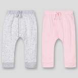 Lamaze Baby Girls' 2pk Organic Cotton Solid Pull-On Harem Pants - Pink/Gray