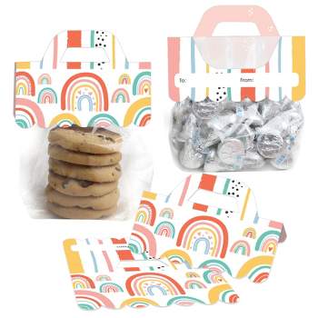 Big Dot of Happiness Hello Rainbow - DIY Boho Baby Shower and Birthday Party Clear Goodie Favor Bag Labels - Candy Bags with Toppers - Set of 24