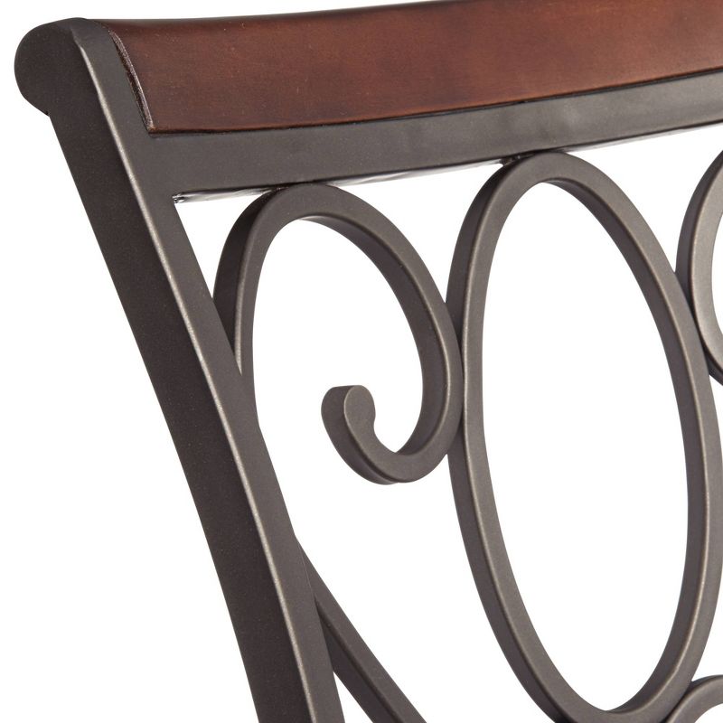 Kensington Hill Trevi Bronze Swivel Bar Stool Brown 26 1/2" High Traditional Faux Leather Cushion with Backrest Footrest for Kitchen Counter Height, 3 of 10