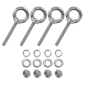 Unique Bargains Stainless Steel Durable Rust-Resistant Eyebolts with Nuts Washers Male Screw for Fastening 10 Pcs - 1 of 4