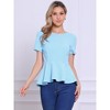 INSPIRE CHIC Women's Short Sleeve Round Neck Stretch Business Classic Peplum Top - 4 of 4