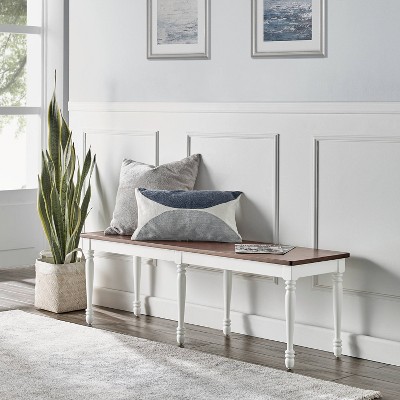 Distressed White and Dark Wood 4-Piece Dining Set with Bench