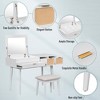 43"W Dressing Table Vanity Table Makeup Table Set with Cushioned Stool, Flip-top Mirror, 3 Drawers and Storage Compartment, White/Brown-ModernLuxe - 3 of 4