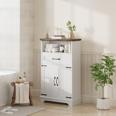 Bathroom Cabinet, Farmhouse Storage Cabinet with Doors and Drawers for Kitchen Laundry Living Room Bedroom