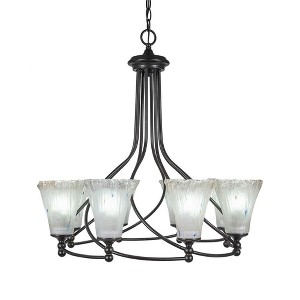 Toltec Lighting Capri 8 - Light Chandelier in  Dark Granite with 5.5" Fluted Frosted Crystal Shade - 1 of 1