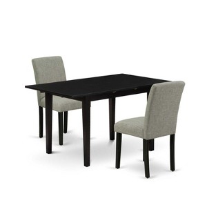HomeStock 3-Piece Black Finish Rectangular Solid Wood Top With Butterfly Leaf Dining Table Set - 1 of 4