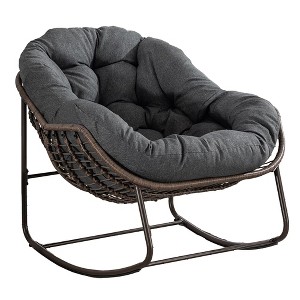 MOONMISS Outdoor Rocking Chair, Patio Oversized Wicker Egg Rocking Chair,Indoor & Outdoor Comfy Rocker Chair with Thick Cushion - 1 of 4
