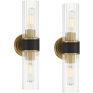 Possini Euro Design Possini Euro Idyl 16 1/4"H Warm Gold Black 2-Light Bath Light Set of 2 - 1 of 4