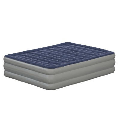 Queen Size Gray and Blue Inflatable Air Mattress with Electric Pump