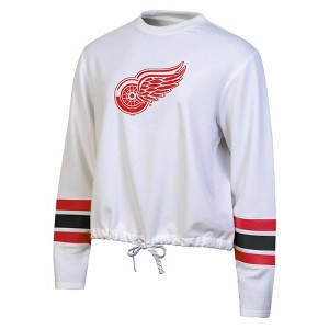 NHL Detroit Red Wings Women's White Long Sleeve Fleece Crew Sweatshirt - 1 of 3