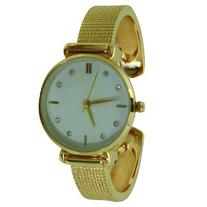 Olivia Pratt Every Day Textured and Rhinestone Metal Bangle Watch - 1 of 4