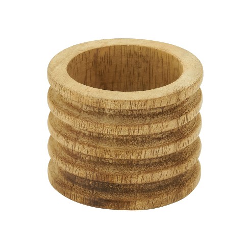 Saro Lifestyle Striped Wood Napkin Ring, Rust (set Of 4) : Target