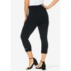 Jessica London Women's Plus Size Stretch Cotton Cuff-Button Capri Legging - 3 of 4
