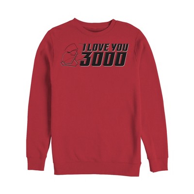 Men's Marvel Love You 3000 Iron Man Helmet Sweatshirt : Target