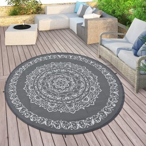 coucheta Outdoor Plastic Straw Rug, Waterproof Reversible Floor Mat, Medallion Outside Patio Rug, Stain-Resistant for Porch, Deck, Balcony, Beach - 1 of 4