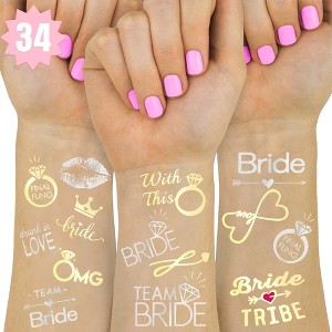 KatchOn, Metallic Bride Tribe Tattoos - 34 Pieces | Gold Bride Tattoos Bachelorette Party Decorations | Bachelorette Party Supplies - 1 of 4