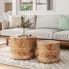 Angel Sar Nesting Coffee Table Set of 2, Modern Round Burl Wood Tables for Living Room, Bedroom or Office, Small Space Drum Tables - 2 of 4